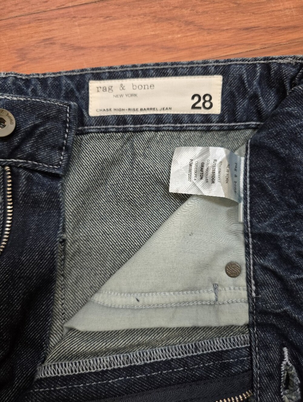 Rag & Bone The Chase High-Rise Barrel Jeans Grafton Blue Sz.28 - Picture 14 of 16